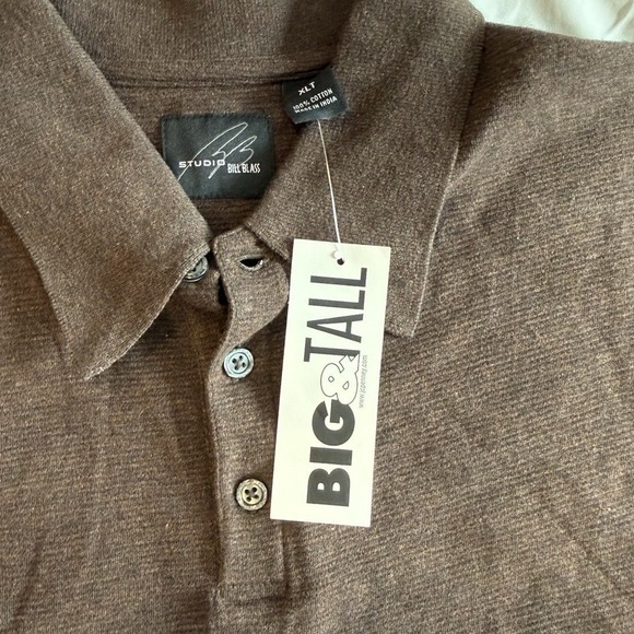 Studio By Bill Blass Men's Vintage Brown Striped Long Sleeve Polo Size XLT - Picture 10 of 13